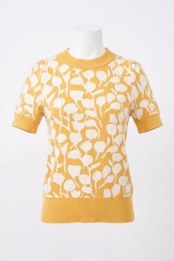 NEW AND THE WHY love you so short sleeve sweater in mustard